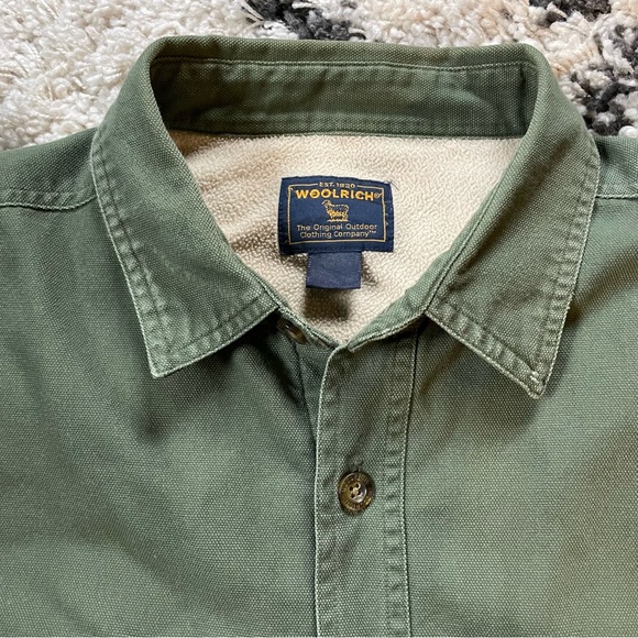 Vintage Woolrich Green Canvas Shirt Jacket, fully lined, XXL. Button-up. - Picture 3 of 14